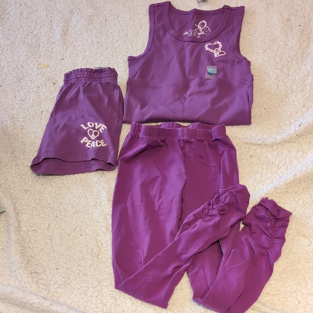 M: 7/8 3-Pce Purple Love & Peace Outfit Set